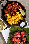Swordfish Tacos al Pastor & Heirloom Salad w/ Jamaica Reduction